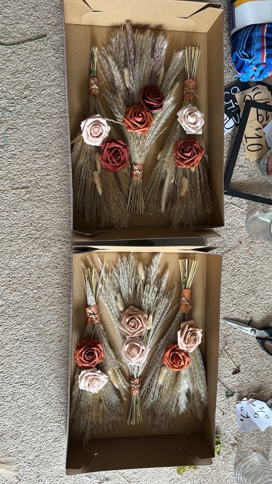 Bridesmaid Pampas Rose Bouquet Set