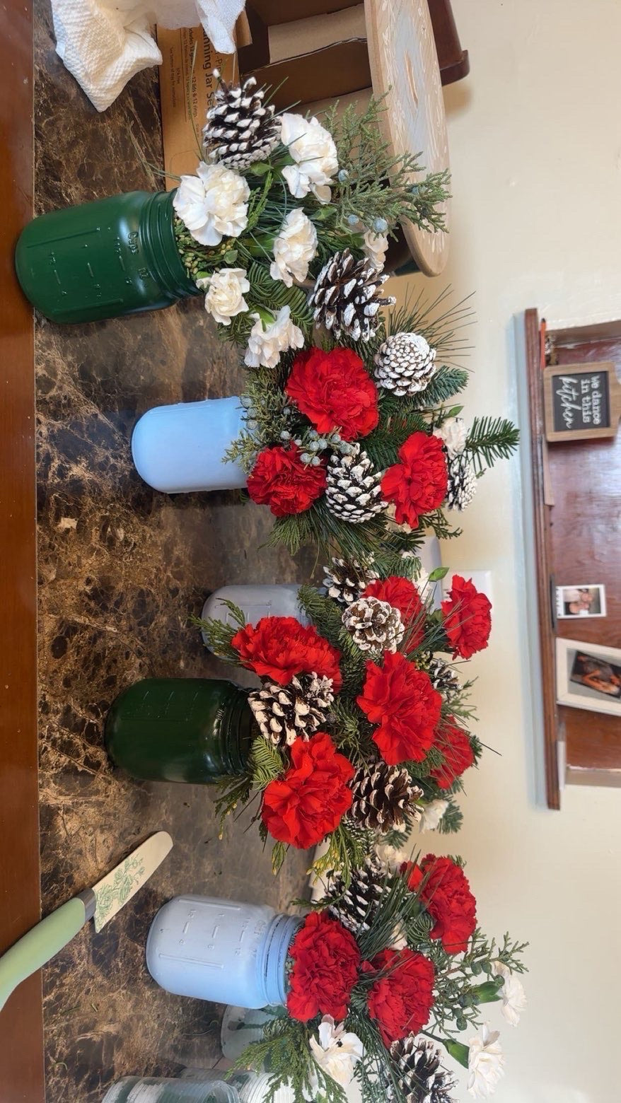 Classic Christmas Red & White Evergreen Bouquet